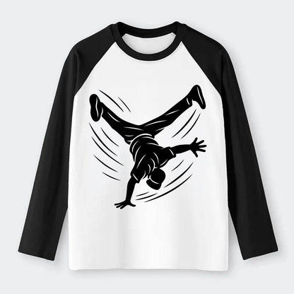 Breakdancer windmill move - Raglan Long Sleeve T-Shirt - Black