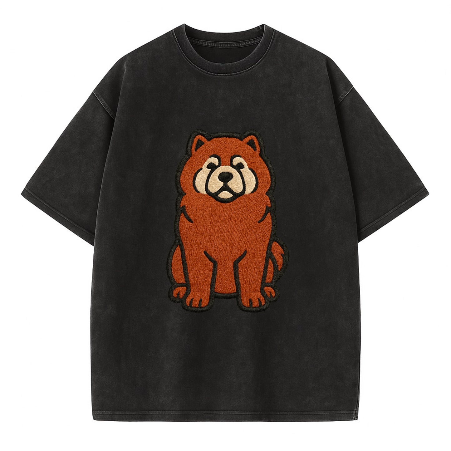 Chow Chow - Red fluffy sitting pose - Vi Vintage T-shirt - Black