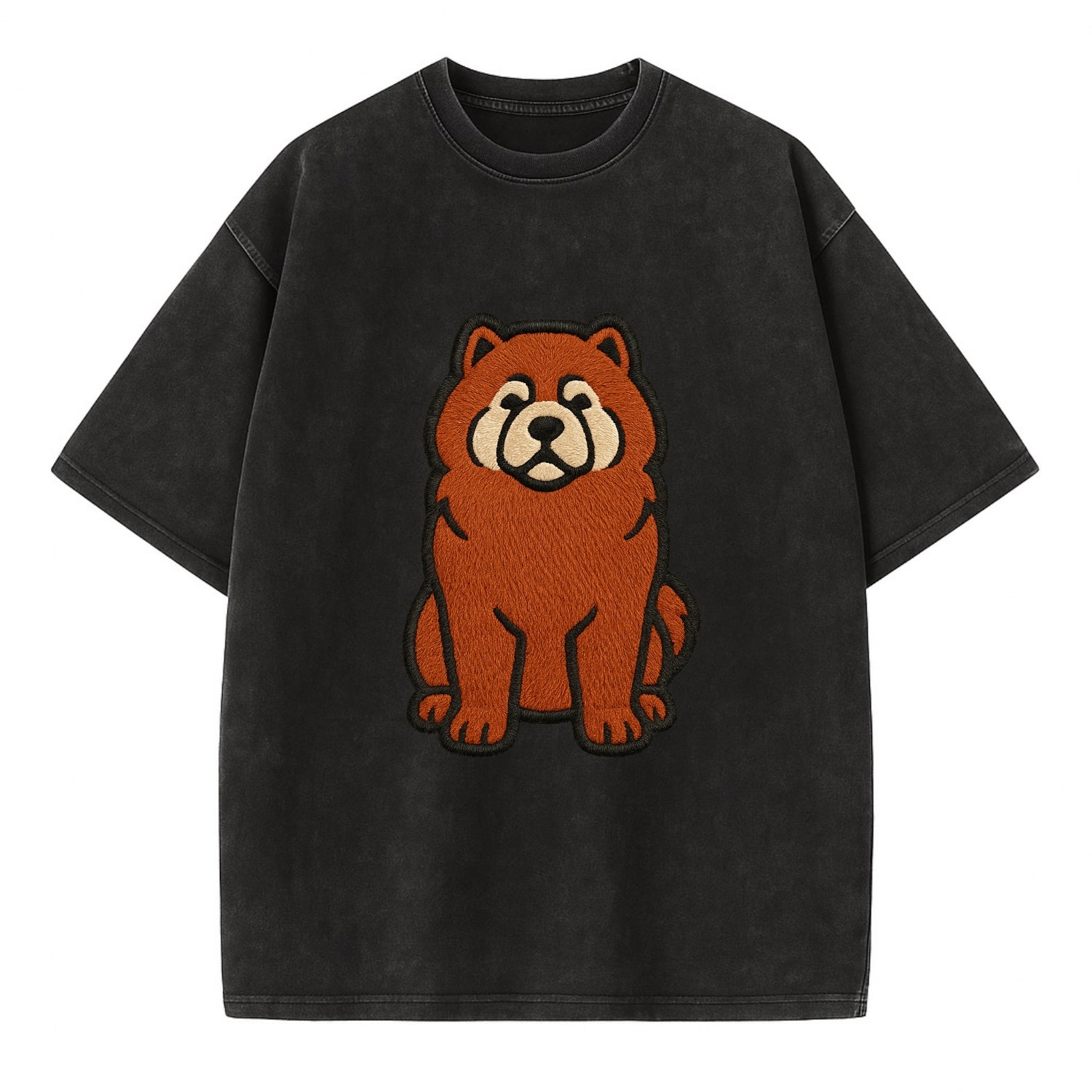 Chow Chow - Red fluffy sitting pose - Vi Vintage T-shirt - Black