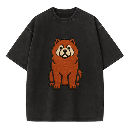 Chow Chow - Red fluffy sitting pose - Vi Vintage T-shirt - Black
