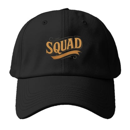Bold typography design - "SQUAD" - your crew, your people - Baseball Cap For Big Heads - Black