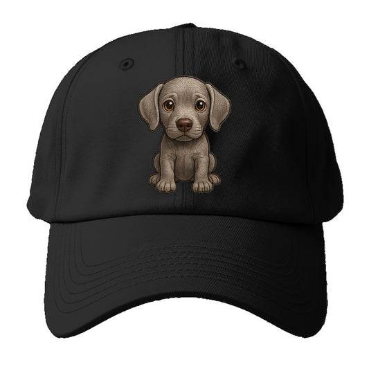 Baby Weimaraner Puppy - silver-gray coat, amber eyes, sleek body, - Baseball Cap For Big Heads - Black