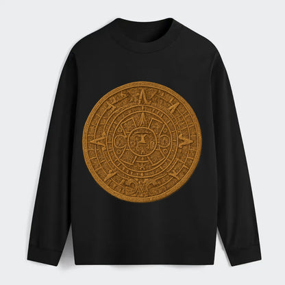 Aztec Calendar  - Classic Long Sleeve Shirt - Black