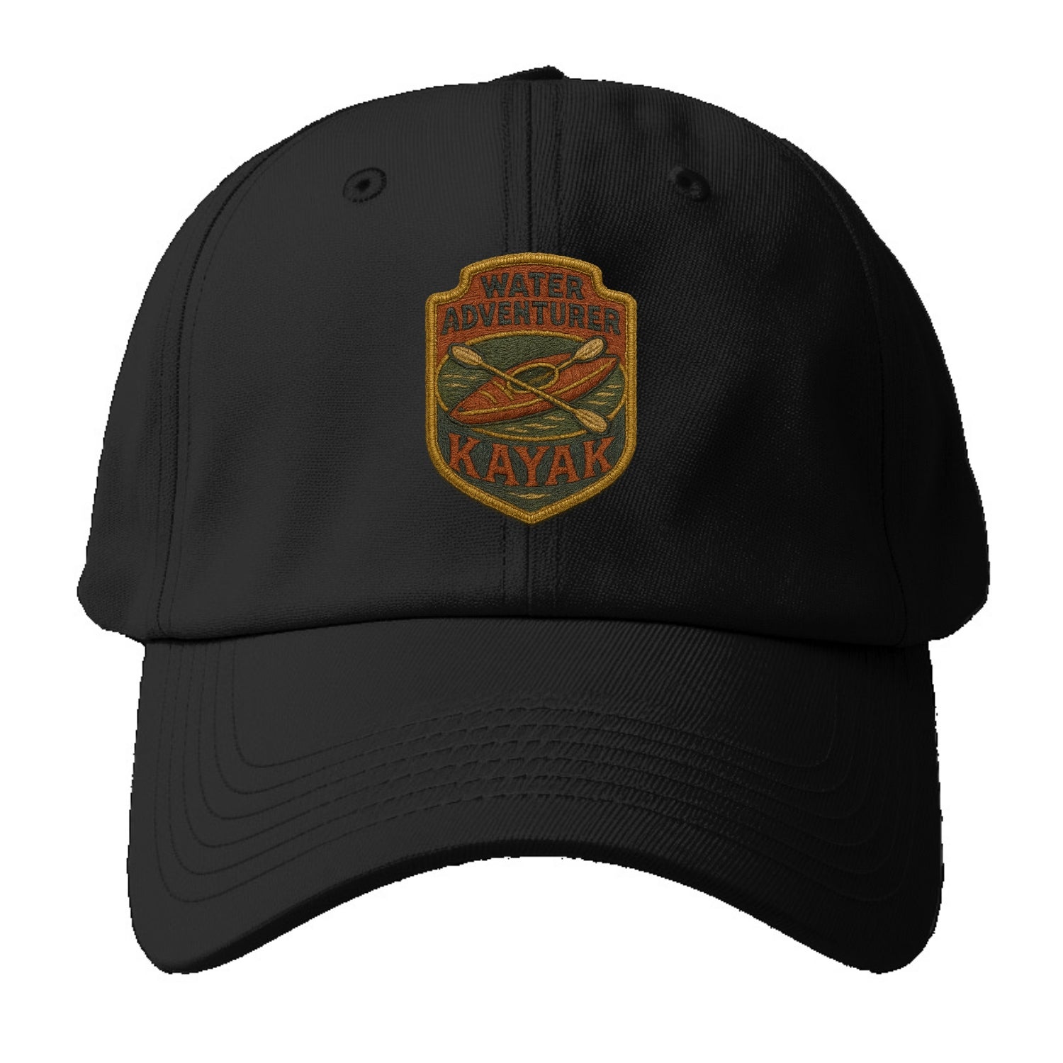 Kayak with paddle - water adventurer - Baseball Cap - Black