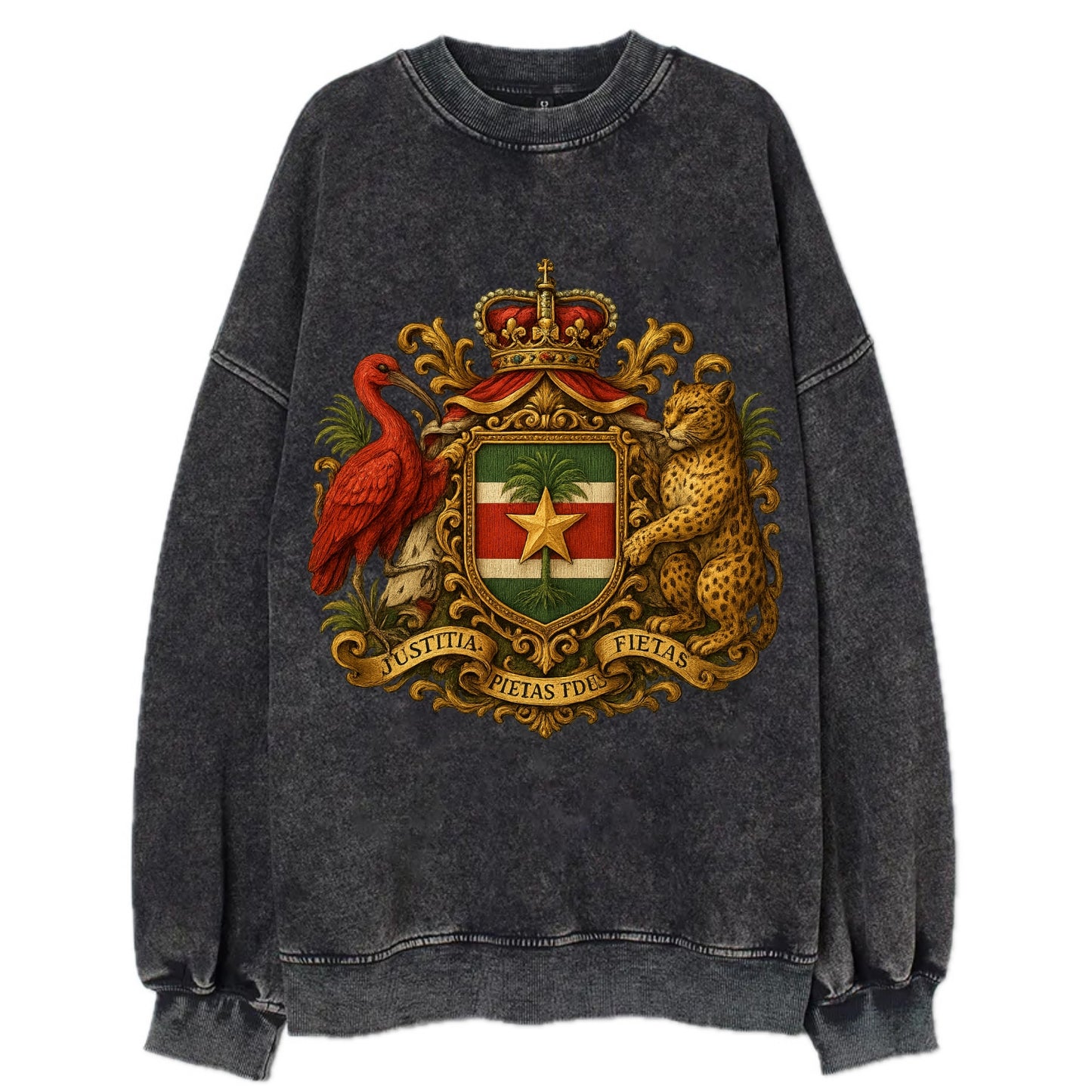 Suriname Star Emblem  - Vintage Sweatshirt - Black