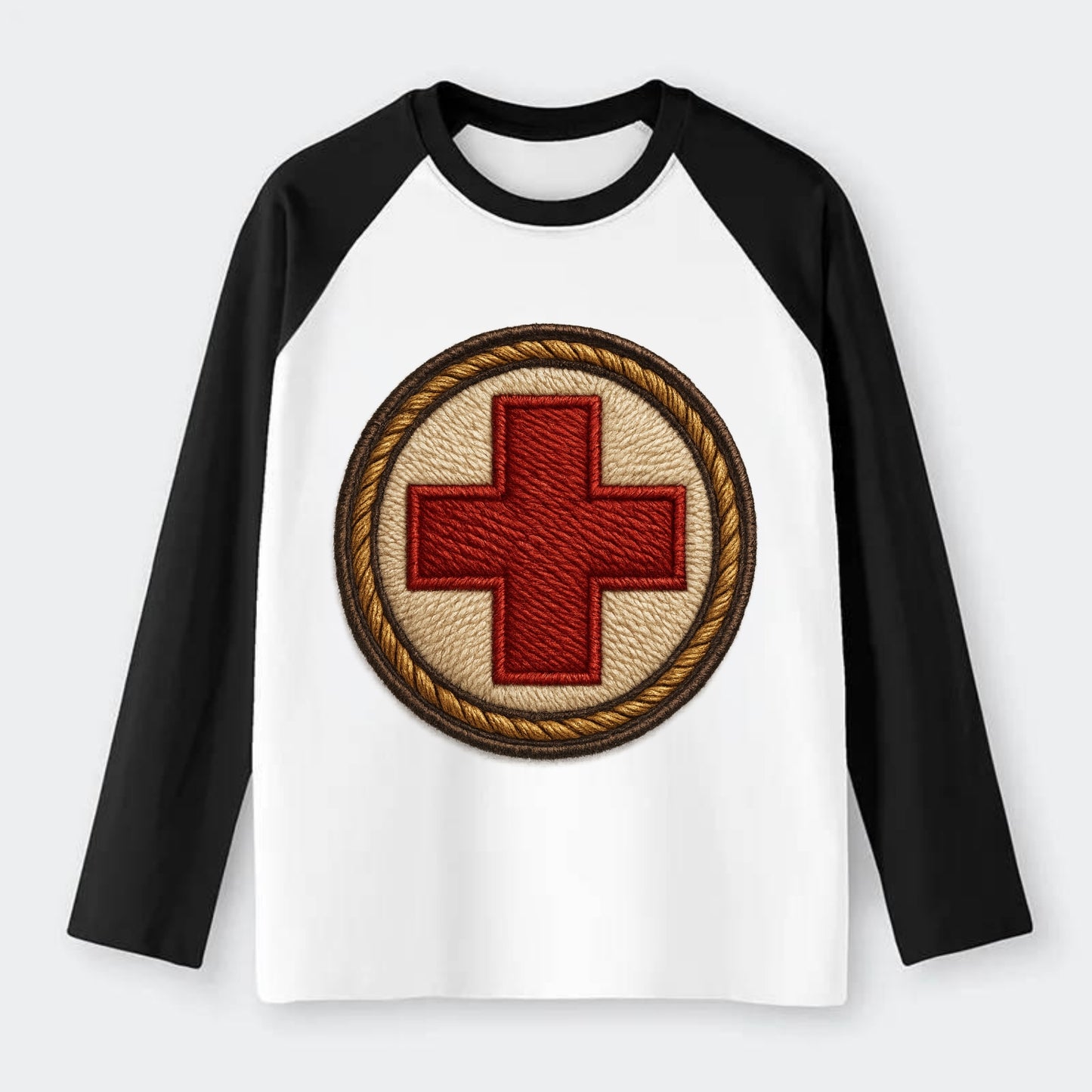 Medical Cross  - Raglan Long Sleeve T-Shirt - Black