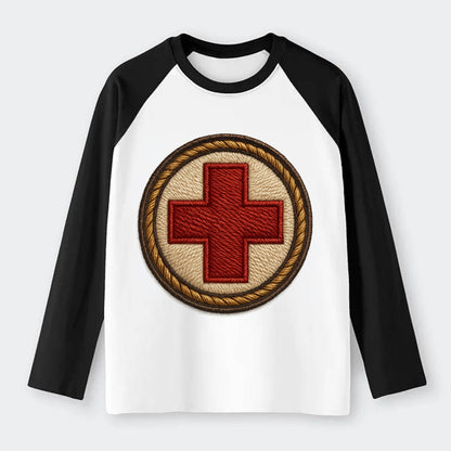 Medical Cross  - Raglan Long Sleeve T-Shirt - Black