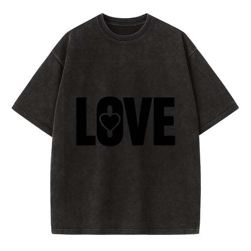 Bold typography design - LOVE - universal connection, heart centered - Vintage T-shirt