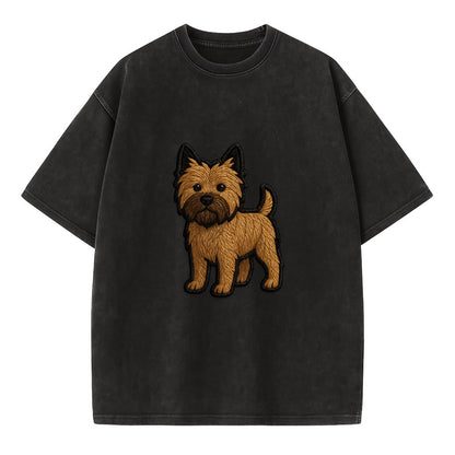 Cairn Terrier - Modern shaggy design wit - Vintage T-shirt - Black