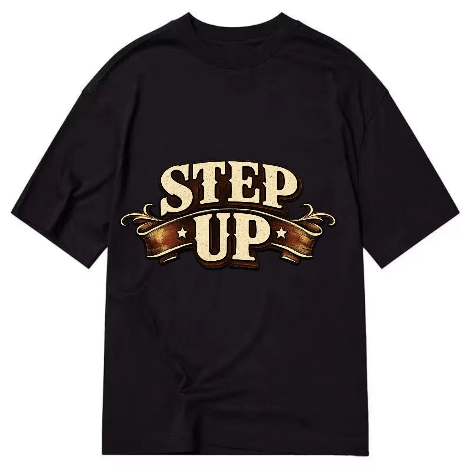 Bold typography design - "STEP UP" - rise to occasion, take charge - Classic T-shirt - Black