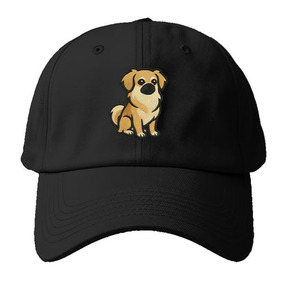 Tibetan Spaniel - Fawn small dog embroidered design - Baseball Cap - Black