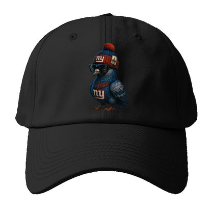 Manhattan Pigeon wearing Giants beanie with Empire State patch and wayfarer - Baseball Cap - Black