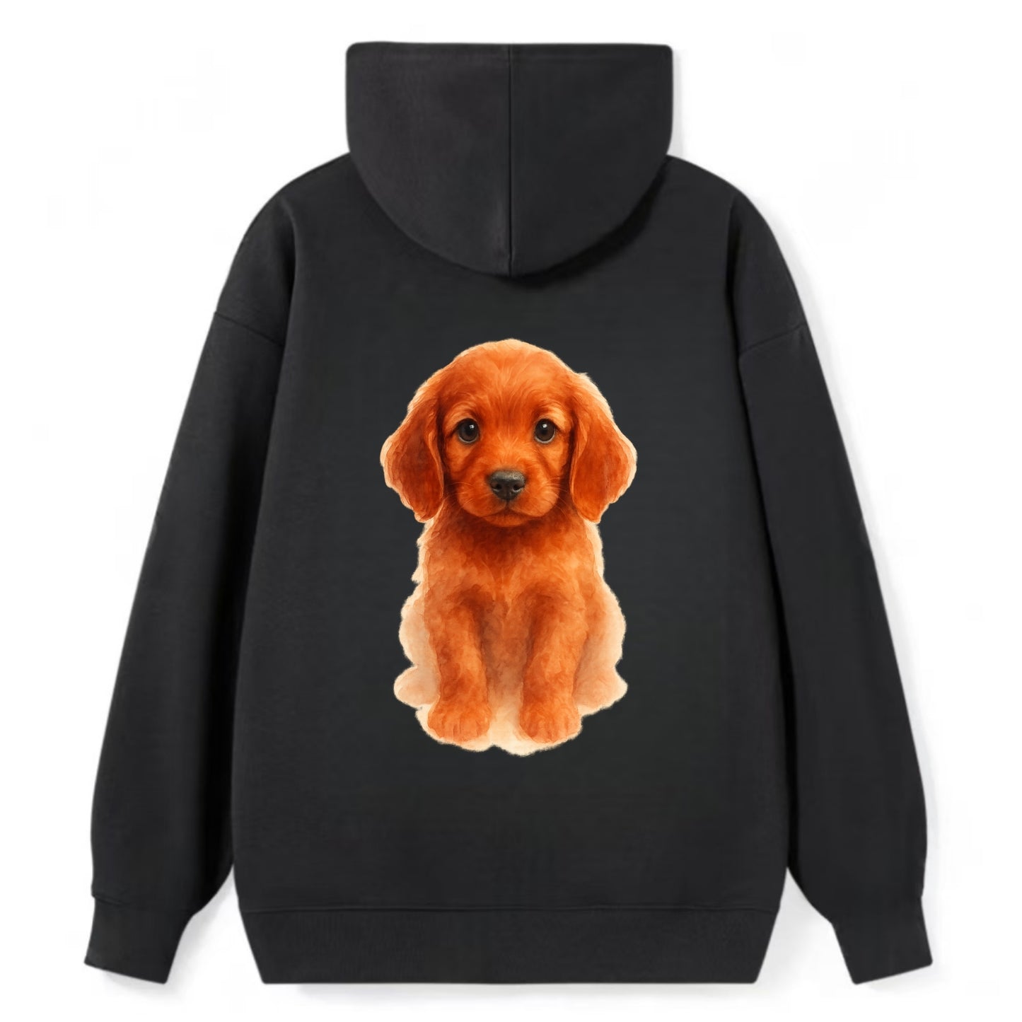 Baby Irish Setter Puppy - mahogany red coat, feathered ears, friendly - Classic Pullover Hoodie - Black