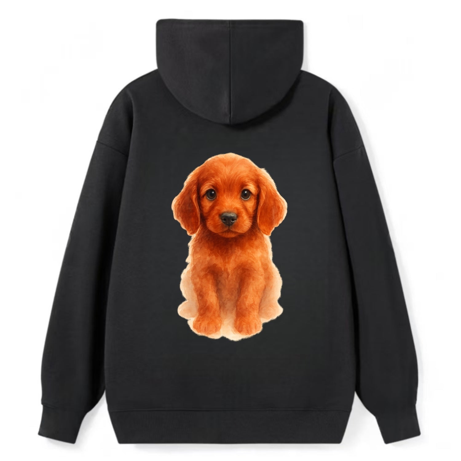 Baby Irish Setter Puppy - mahogany red coat, feathered ears, friendly - Classic Pullover Hoodie - Black