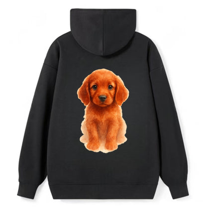 Baby Irish Setter Puppy - mahogany red coat, feathered ears, friendly - Classic Pullover Hoodie - Black