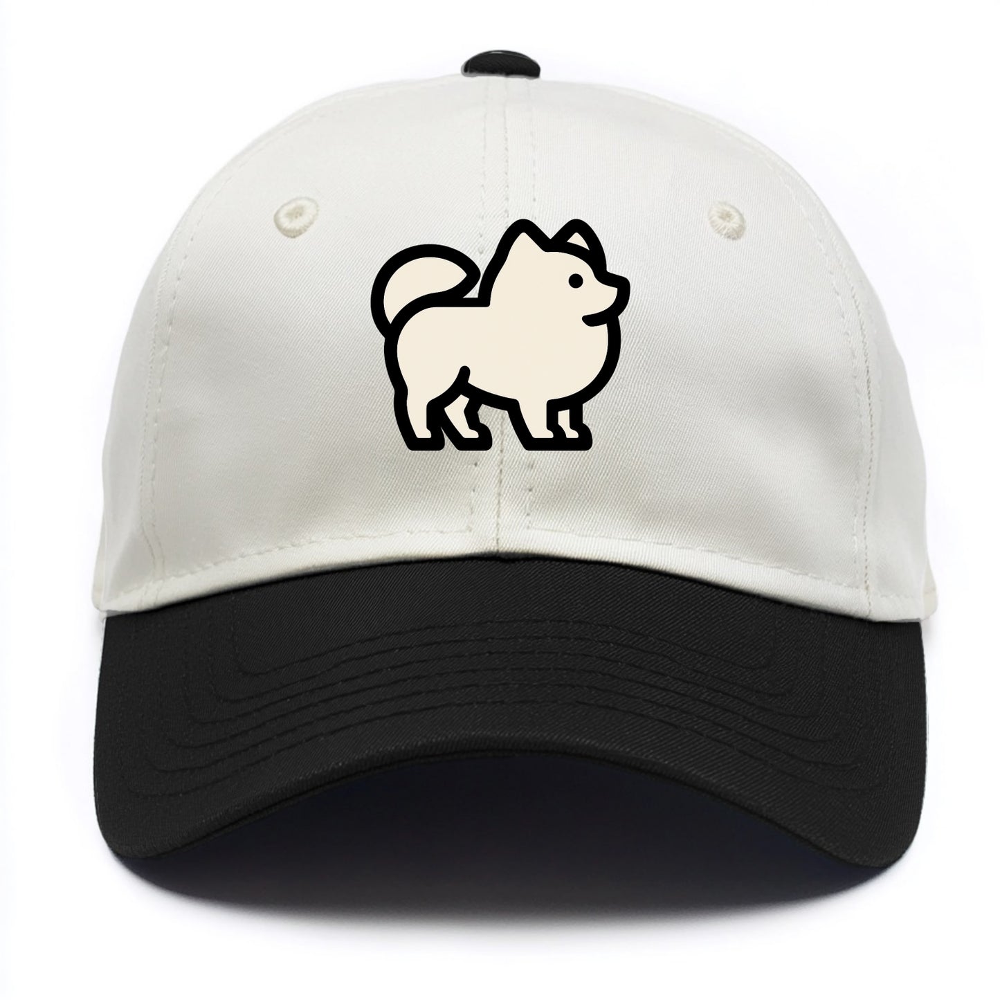 Pomeranian - Modern tiny fluffy logo wit - Two Tone Cap - Black