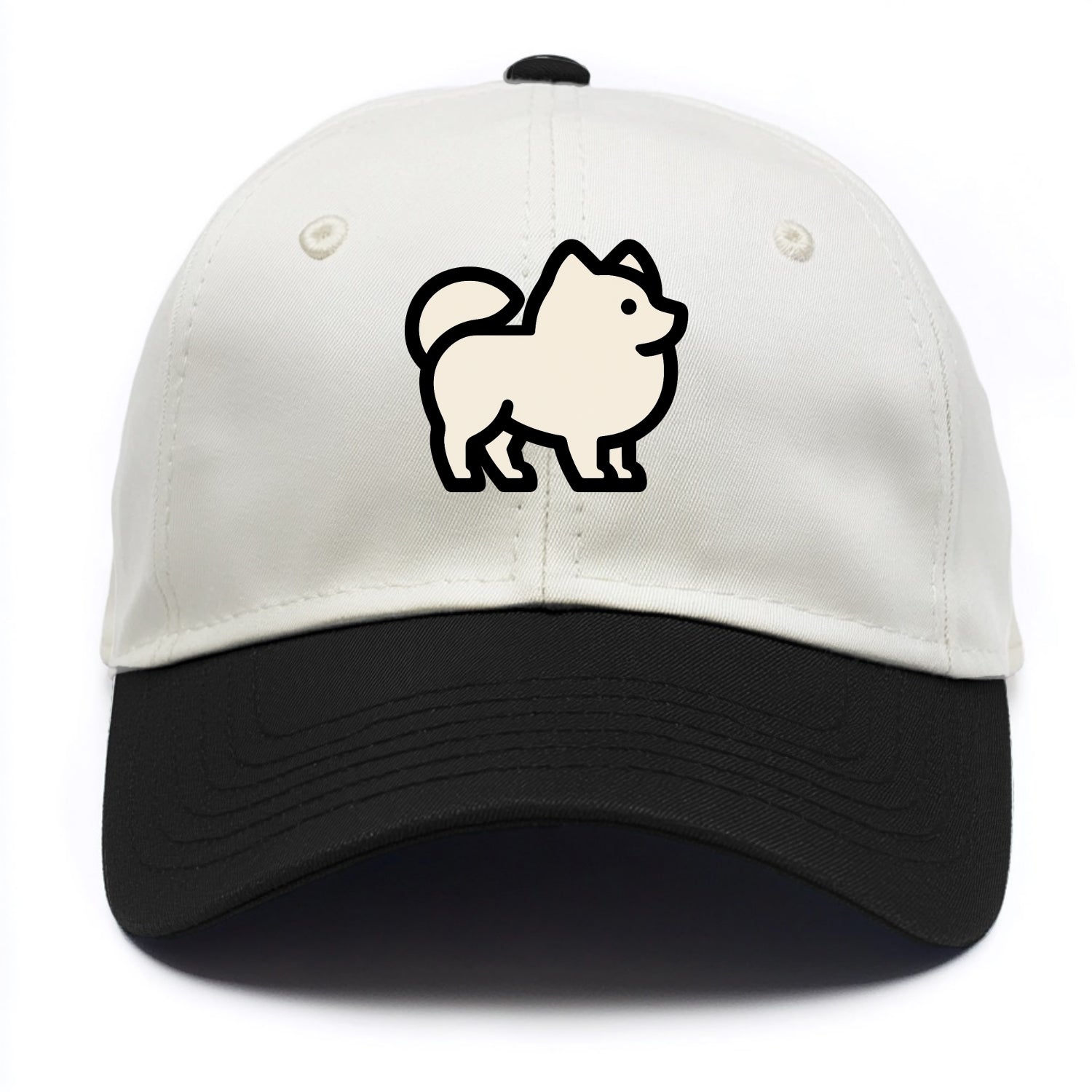 Pomeranian - Modern tiny fluffy logo wit - Two Tone Cap - Black