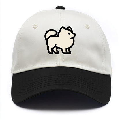 Pomeranian - Modern tiny fluffy logo wit - Two Tone Cap - Black
