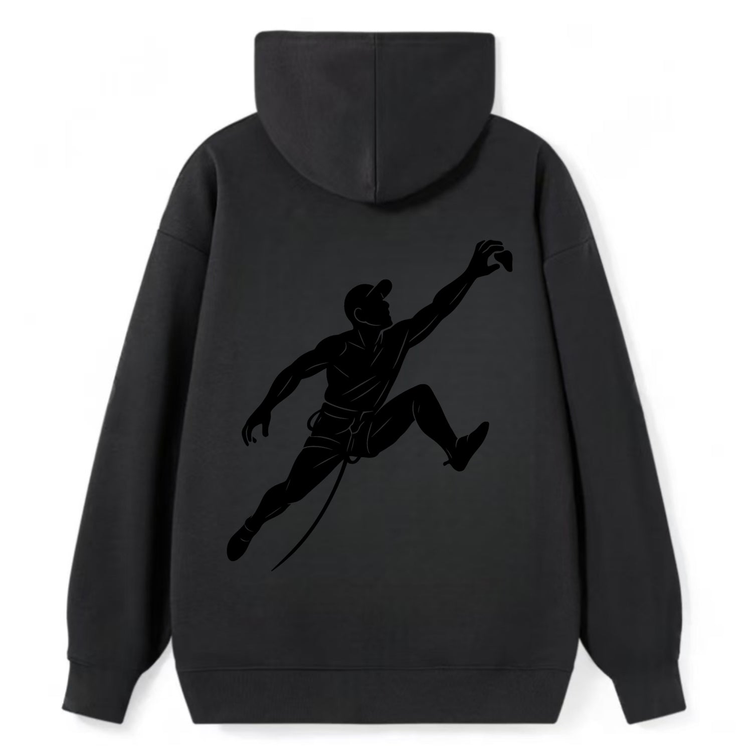 Rock wall climber reaching hold - Classic Pullover Hoodie - Black