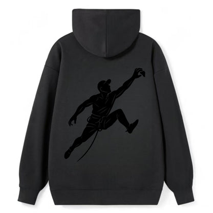 Rock wall climber reaching hold - Classic Pullover Hoodie - Black