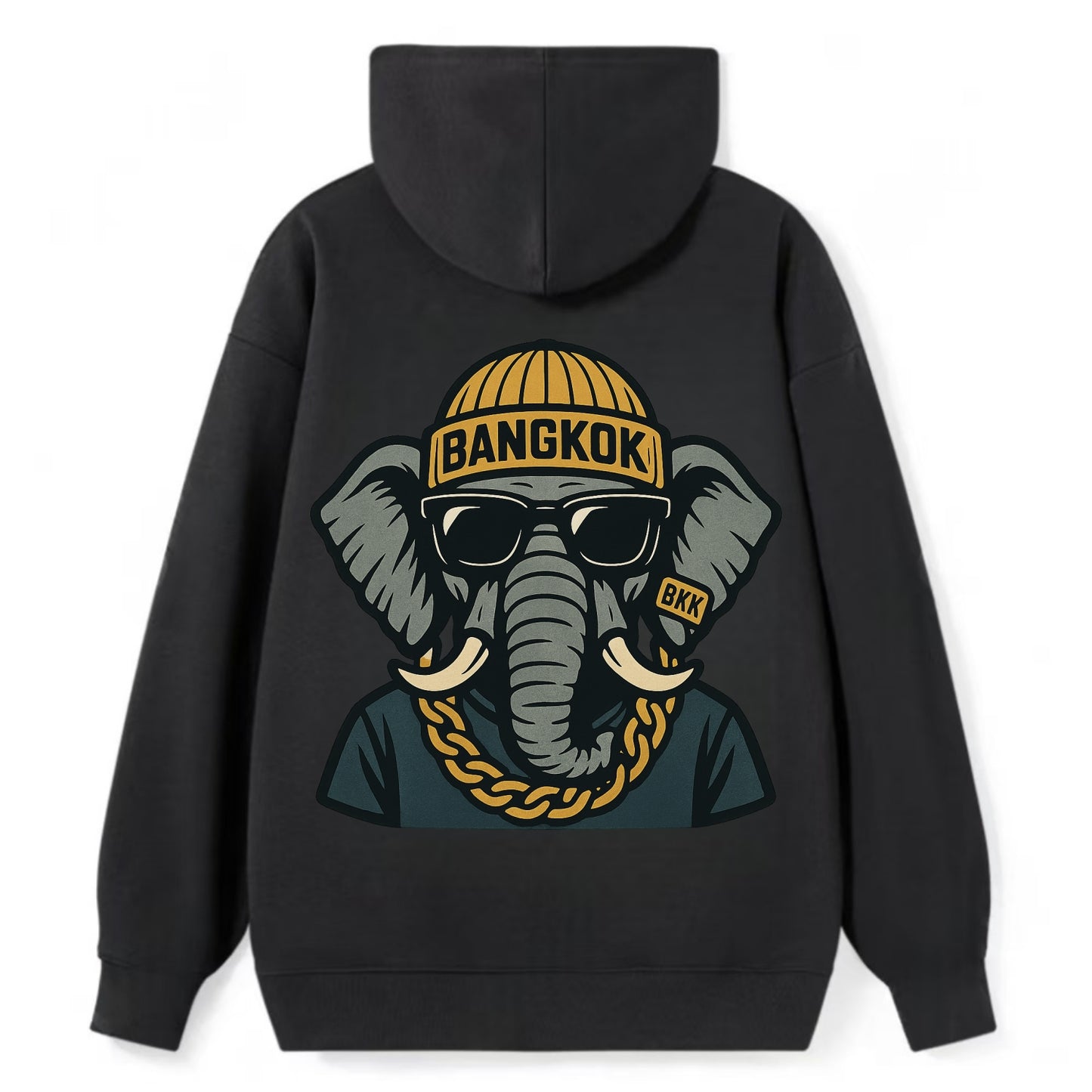 Bangkok Elephant - Classic Pullover Hoodie - Black