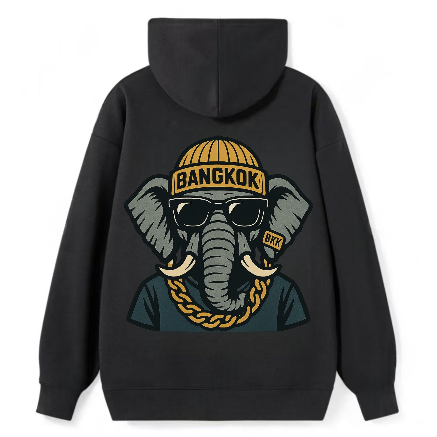 Bangkok Elephant - Classic Pullover Hoodie - Black