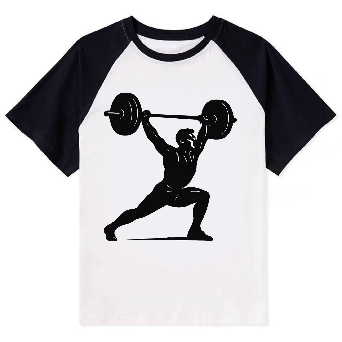 Weightlifter doing overhead snatch - Contrast Raglan T-shirt - Black