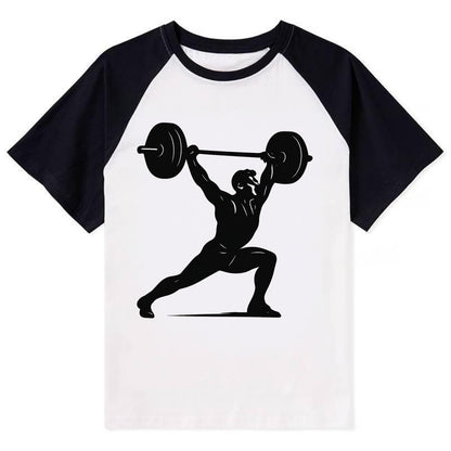 Weightlifter doing overhead snatch - Contrast Raglan T-shirt - Black