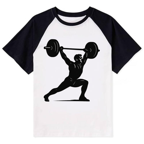 Weightlifter doing overhead snatch - Contrast Raglan T-shirt