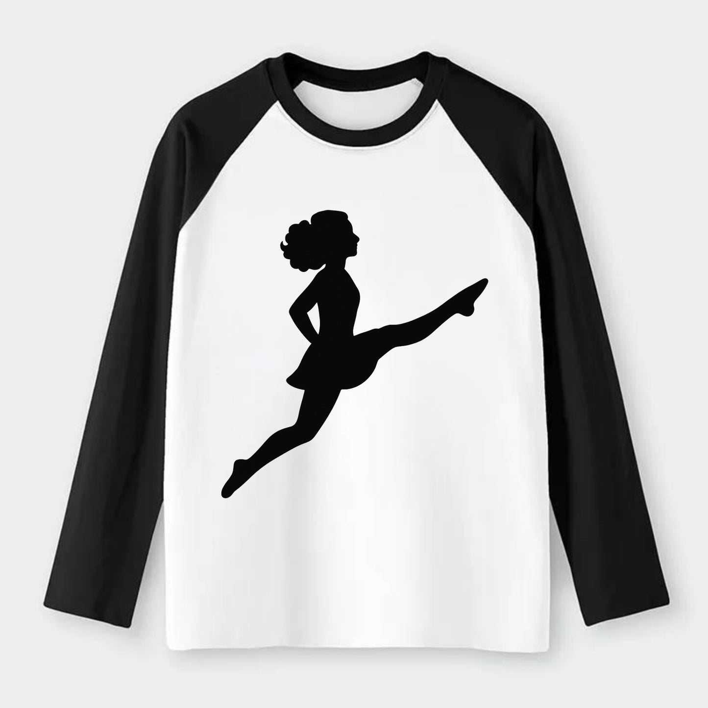 Irish step dancer Riverdance leap - Raglan Long Sleeve T-Shirt - Black