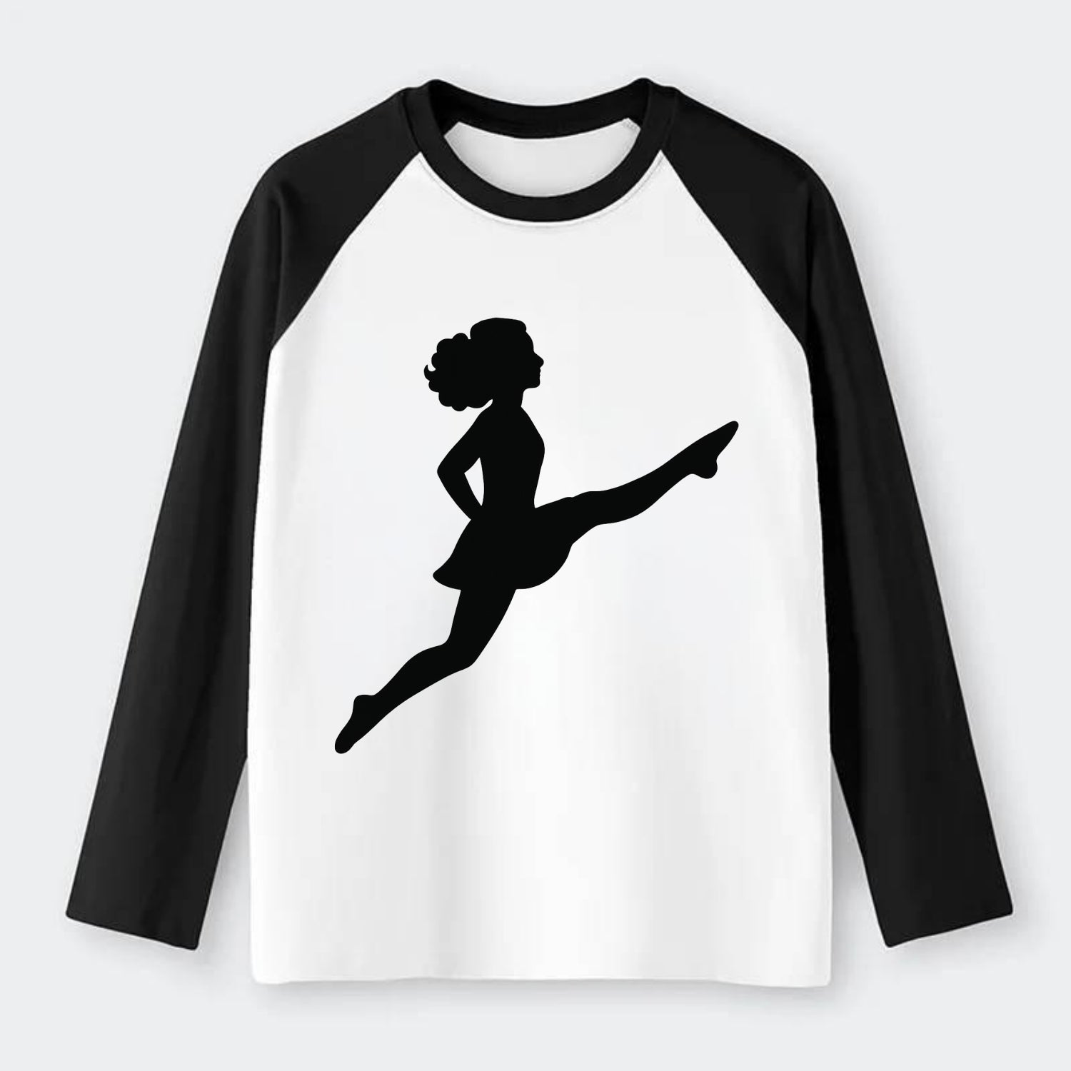 Irish step dancer Riverdance leap - Raglan Long Sleeve T-Shirt - Black