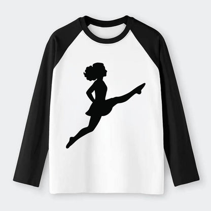 Irish step dancer Riverdance leap - Raglan Long Sleeve T-Shirt - Black
