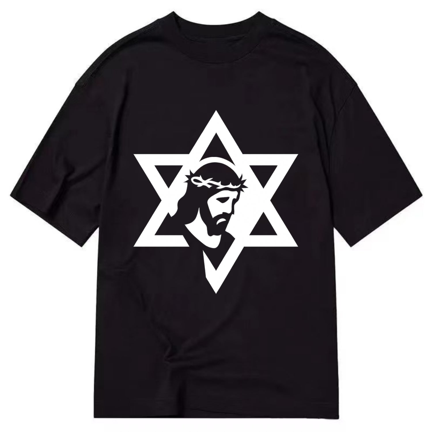 Star of David - negative space forms two overlapping triangles with hidden meaning - Classic T-shirt - Black