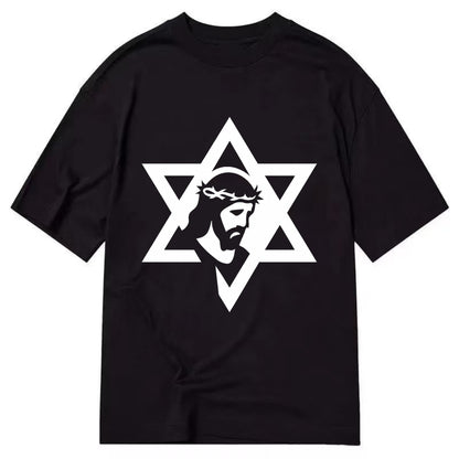Star of David - negative space forms two overlapping triangles with hidden meaning - Classic T-shirt - Black