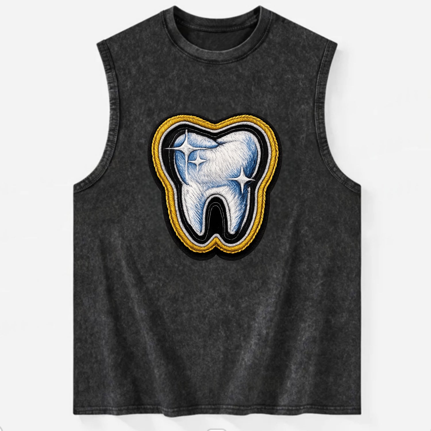 DENTAL TOOTH - molar with sparkle in white and blue , dentist - Vintage Washed Tank - Black