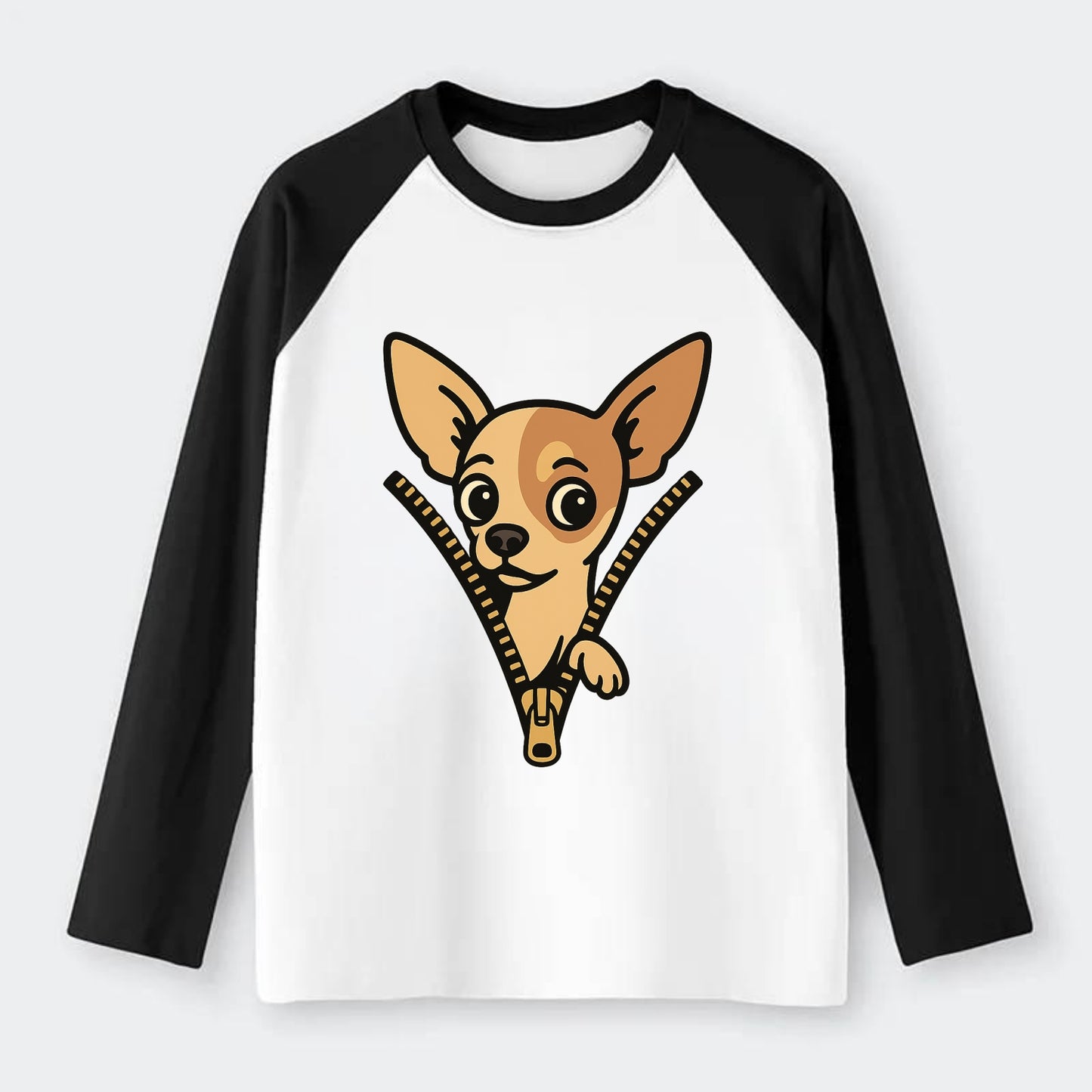 Chihuahua - Raglan Long Sleeve T-Shirt - Black