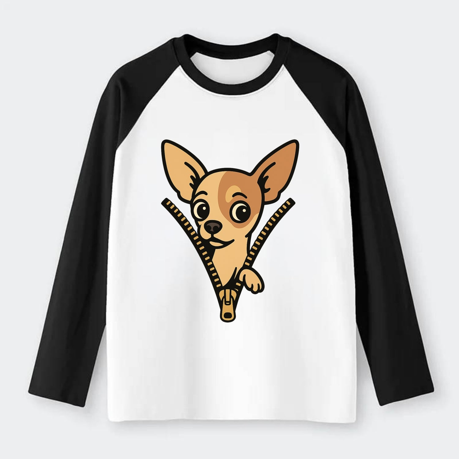 Chihuahua - Raglan Long Sleeve T-Shirt - Black