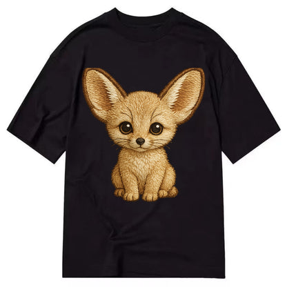 Baby Fennec Fox - huge ears, cream fur, large dark eyes, front-facing, desert baby - Classic T-shirt - Black