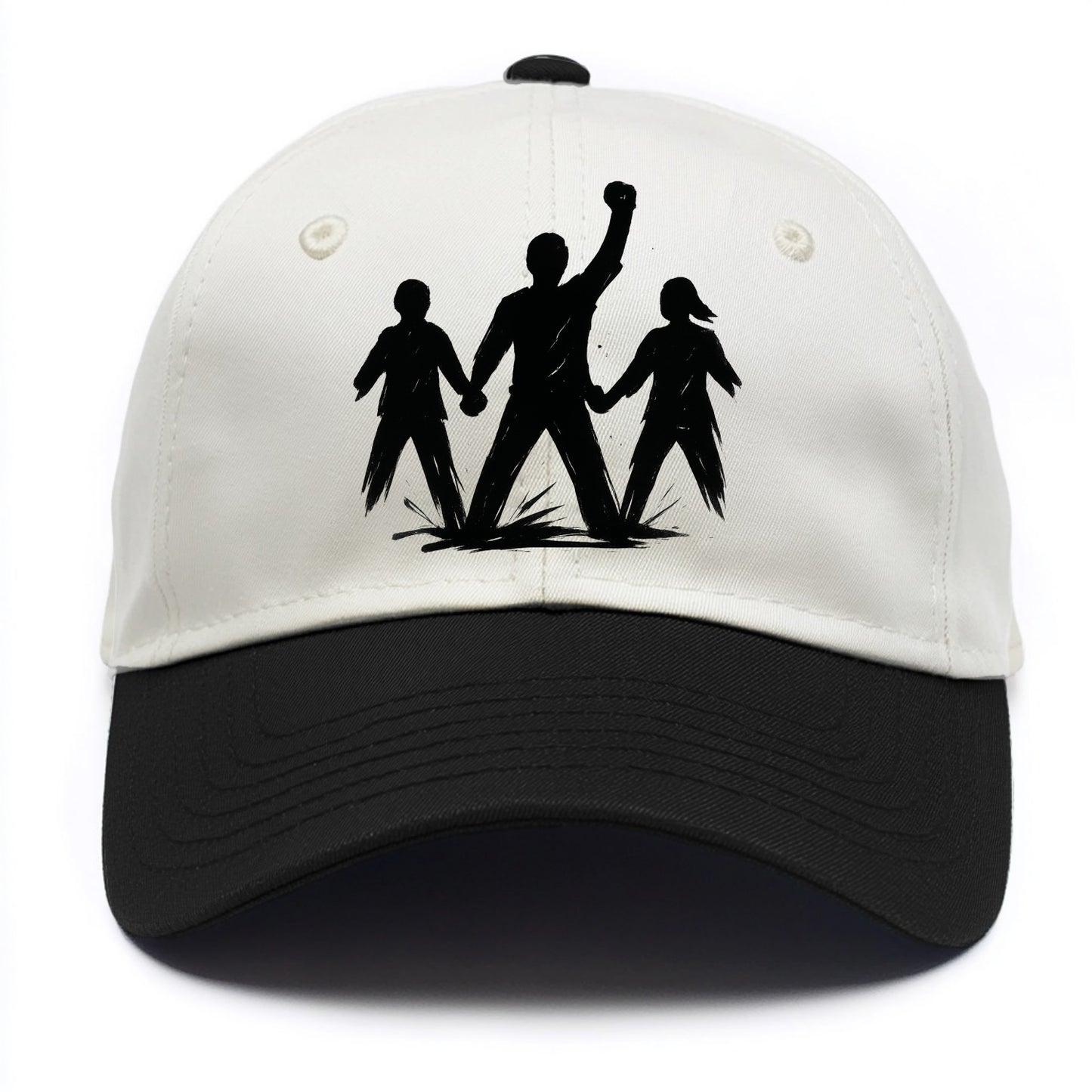 Human chain formation - unity and protection ink brushwork - Two Tone Cap - Black