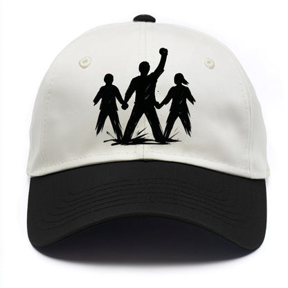 Human chain formation - unity and protection ink brushwork - Two Tone Cap - Black