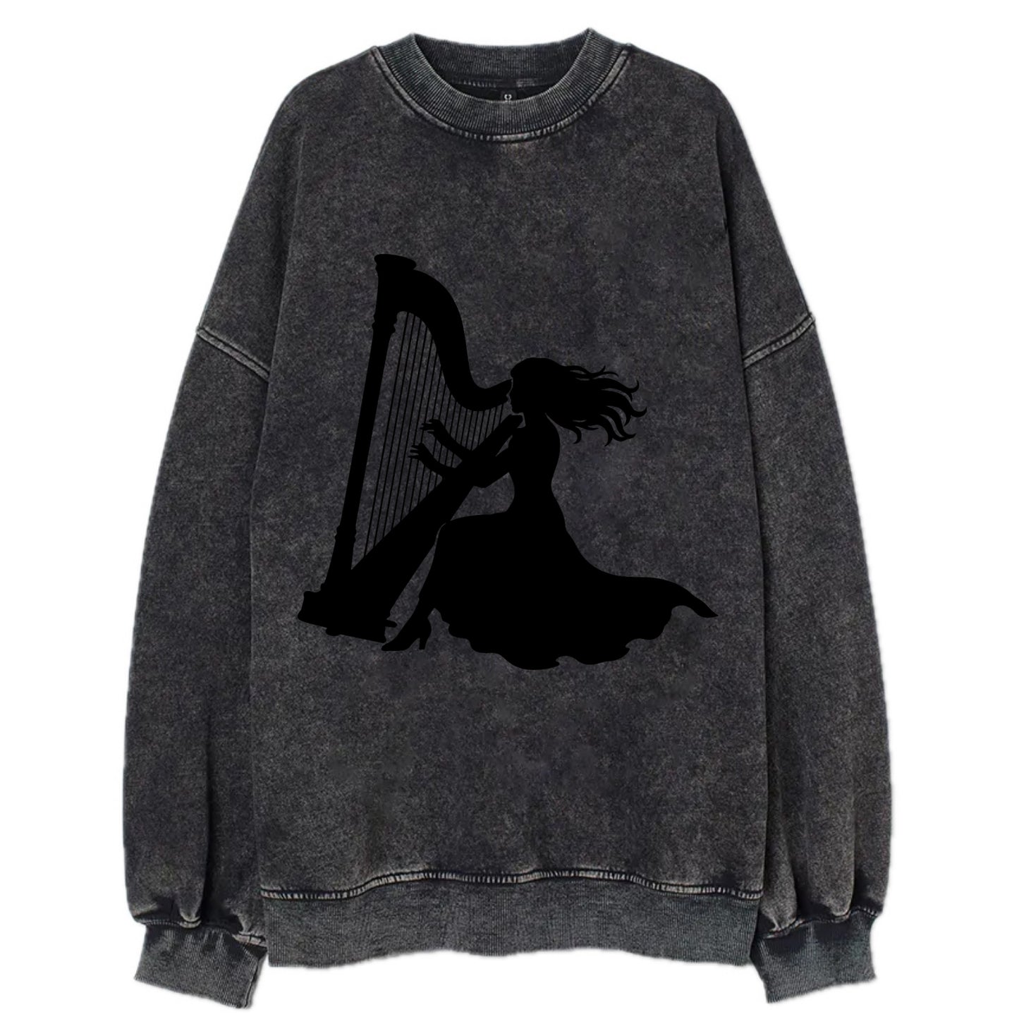 Harpist playing ethereal melody - Vintage Sweatshirt - Black