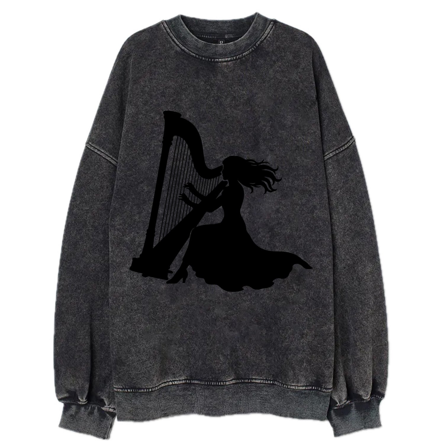 Harpist playing ethereal melody - Vintage Sweatshirt - Black