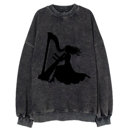 Harpist playing ethereal melody - Vintage Sweatshirt - Black