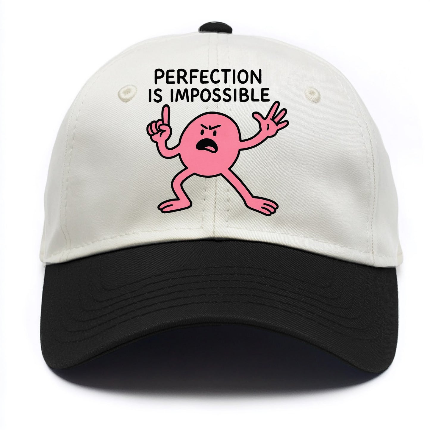 PERFECTION IS IMPOSSIBLE | Asymmetrical circle trying - Two - Two Tone Cap - Black