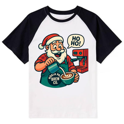 Santa Barista - Contrast Raglan T-shirt - Black