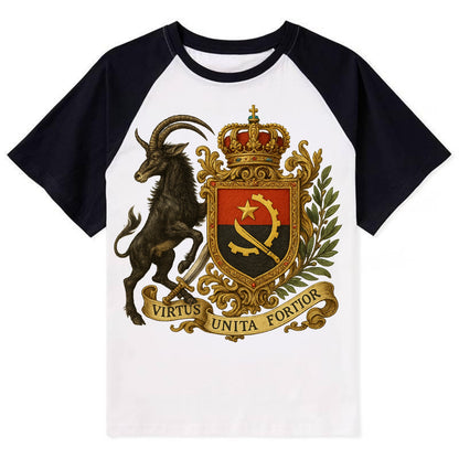 Angola Giant Sable Emblem - Contrast Raglan T-shirt - Black