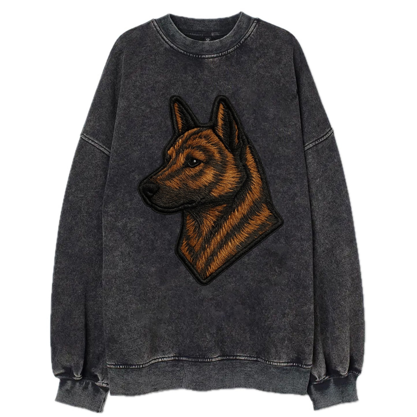 Kai Ken - Modern tiger dog logo with bol - Vintage Sweatshirt - Black
