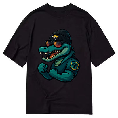 Jacksonville Alligator wearing Jaguars beanie with swamp patch and wayfarer - Classic T-shirt - Black