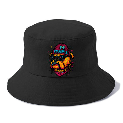 Starkville Bulldog wearing Mississippi State beanie with M patch - Bucket Hat - Black