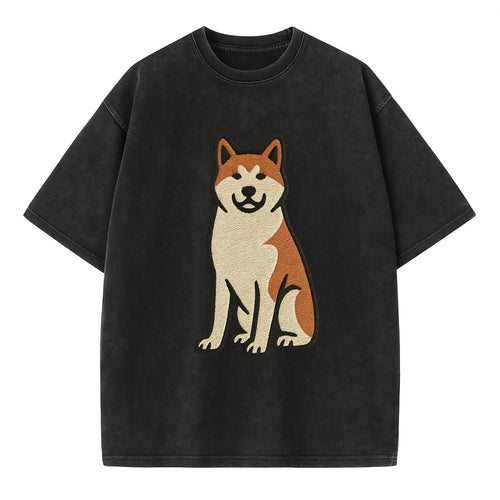 Akita - White and red sitting pose - Vin Vintage T-shirt